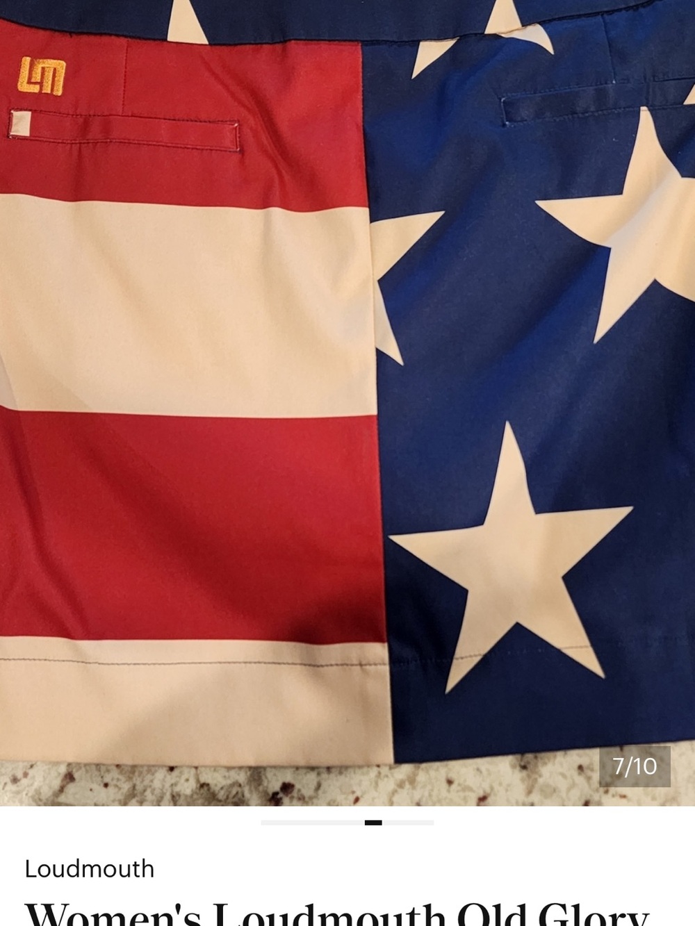 Loudmouth womenโs Old Glory American Flag golf skort- Red, White & Blue